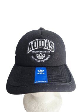 NEW Adidas Unisex Rec League Trucker Cap Canvas Mesh Adjustable Snapback Black